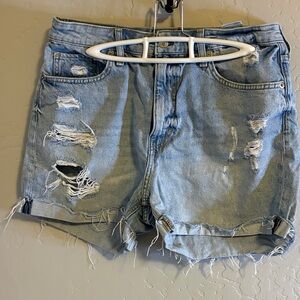 Stylish Light Blue Distressed Jean Shorts